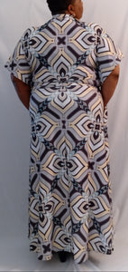 Geo Print Long Wrap Maxi Dress (item discount)