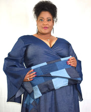 Load image into Gallery viewer, Denim Wrap Maxi Dress w Patchwork Accents